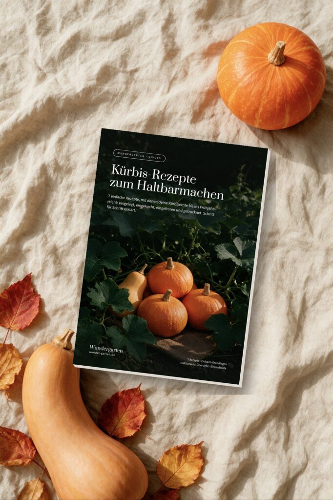 Der Guide Kürbis-Rezepte zum Haltbarmachen auf einem Leinentuch mit Hokkaido- und Butternut-Kürbis