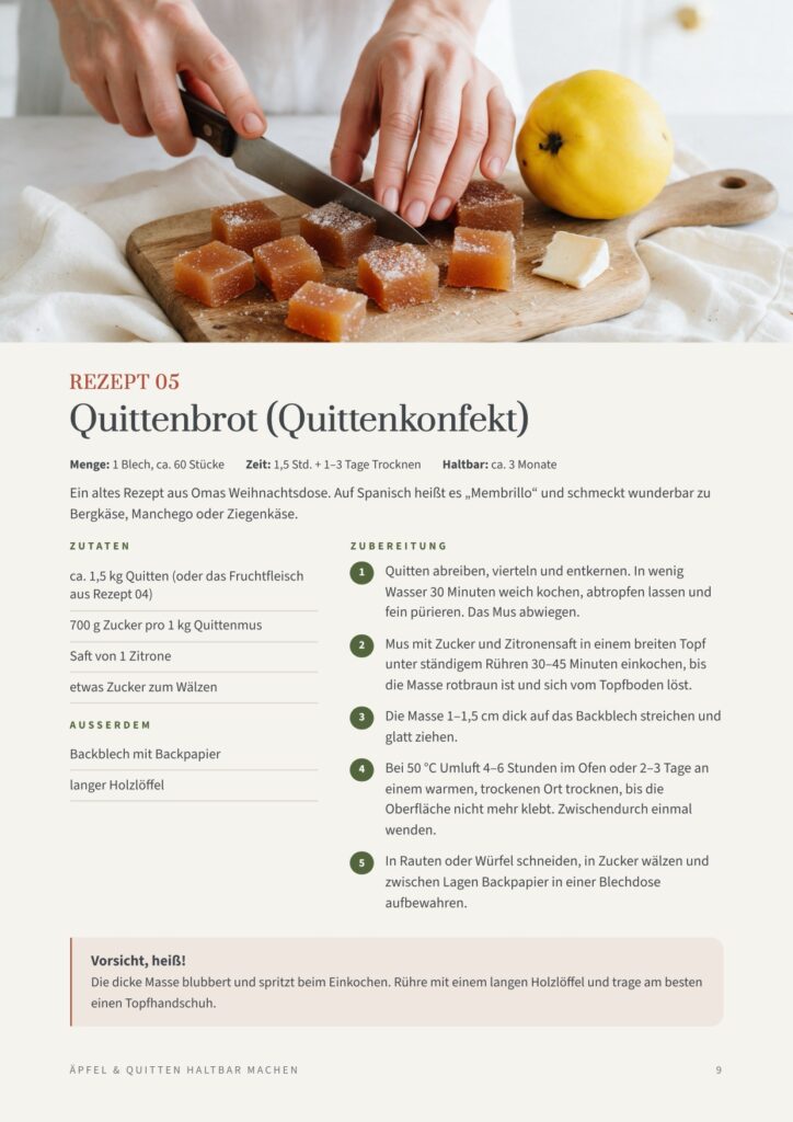 Beispielseite: Rezept Quittenbrot